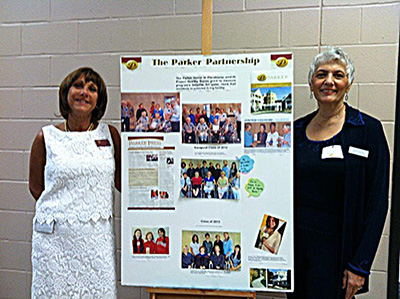Lori Morell and Julie Madsen with Healthy Bones poster
