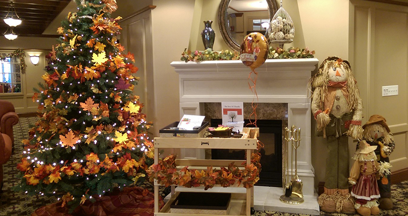Thanksgiving tree in the lobby of Parker at Stonegate